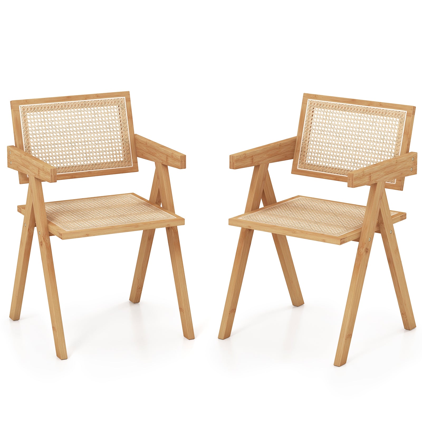 Set of 2 Rattan Accent Chairs with Natural Bamboo Frame, Natural Accent Chairs at Gallery Canada