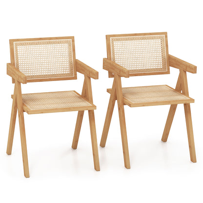 Set of 2 Rattan Accent Chairs with Natural Bamboo Frame, Natural Accent Chairs at Gallery Canada