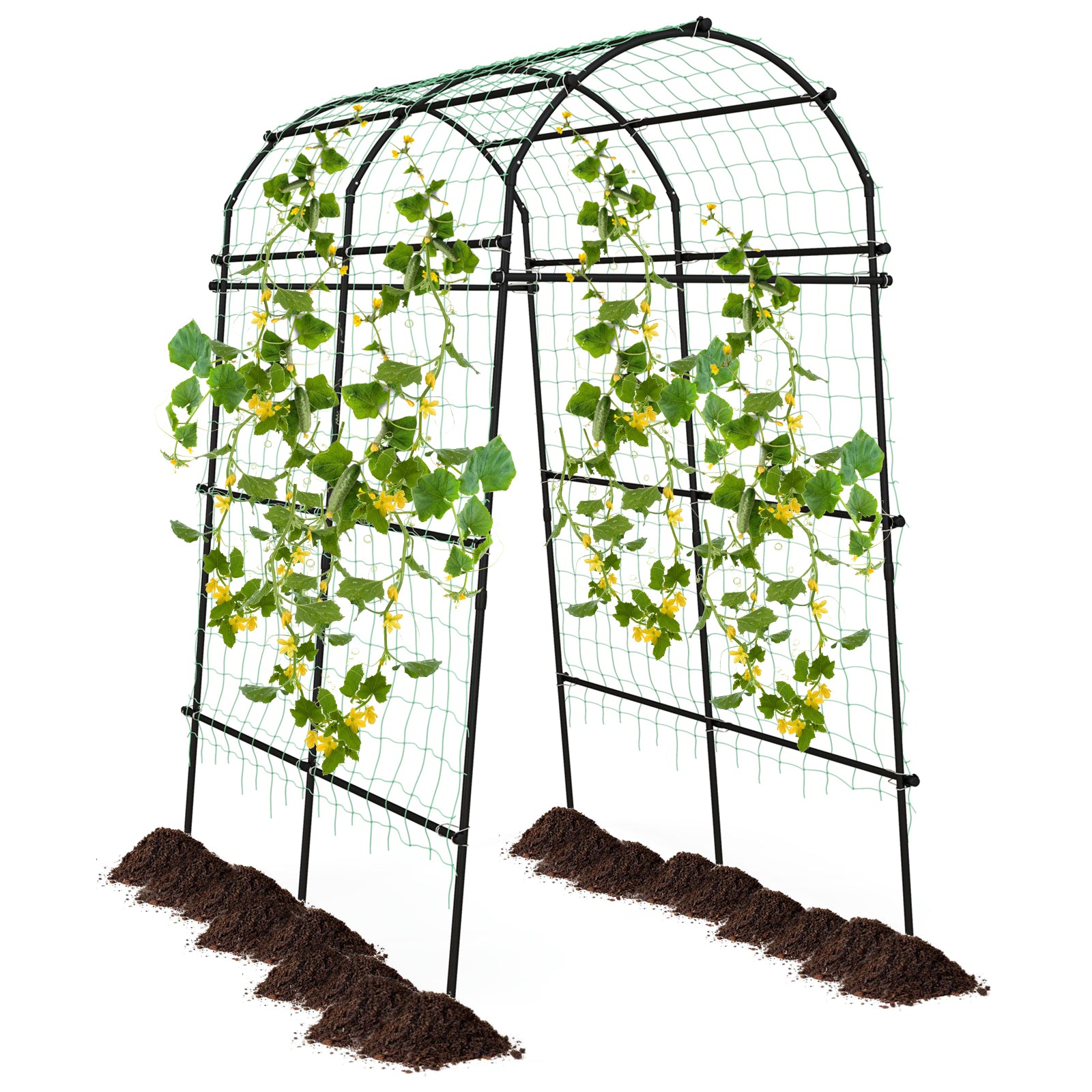 7.5 Feet Garden Arch Trellis with PE Coated Metal Structure, Black Outdoor Decor Black at Gallery Canada