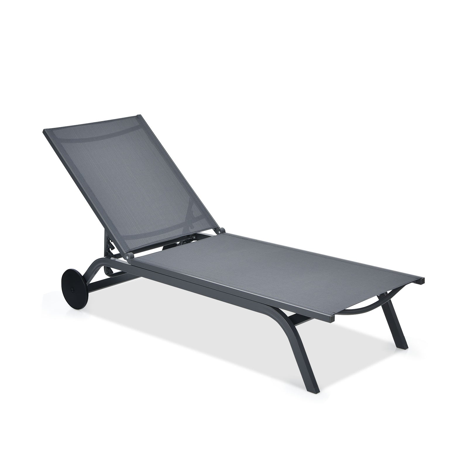 6-Position Adjustable Fabric Outdoor Patio Recliner Chair, Gray Outdoor Chaise Lounges Gray at Gallery Canada