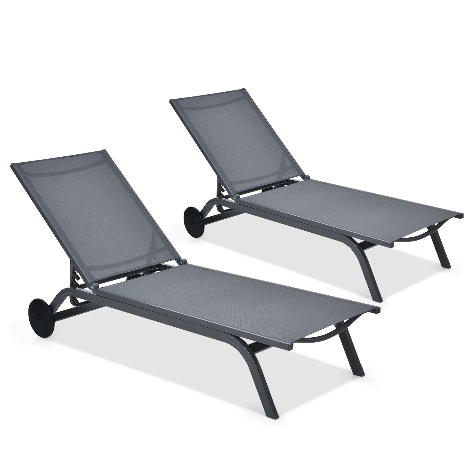 6-Position Adjustable Fabric Outdoor Patio Recliner Chair, Gray Outdoor Chaise Lounges at Gallery Canada