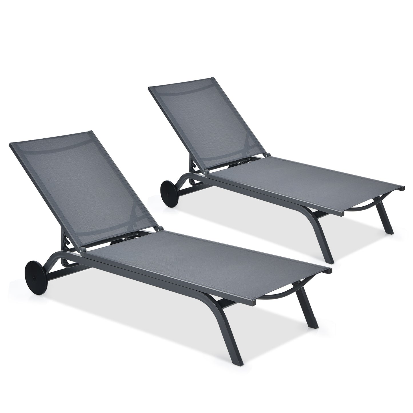 6-Position Adjustable Fabric Outdoor Patio Recliner Chair, Gray Outdoor Chaise Lounges at Gallery Canada
