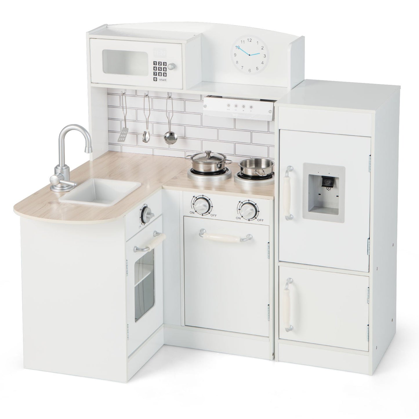 Kids Kitchen Playset Conor Kitchen Toy with Realistic Microwave and Oven Stove, White at Gallery Canada