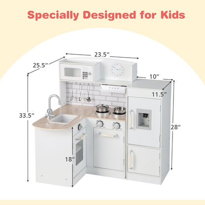 Kids Kitchen Playset Conor Kitchen Toy with Realistic Microwave and Oven Stove, White at Gallery Canada
