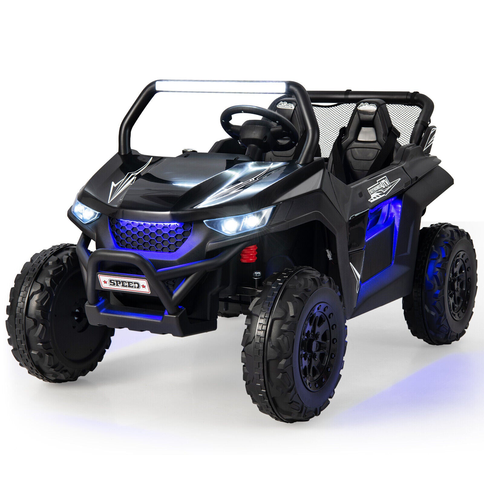 12V 2-Seater Kids Ride on UTV with Slow Start Function Music, Black Powered Ride On Toys at Gallery Canada