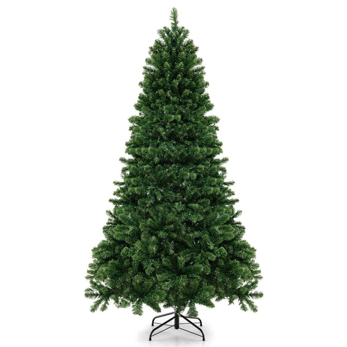 6/7/8 Ft Hinged Christmas Tree, PVC Branch Tips, Warm White LED Lights, 8 Ft, Green