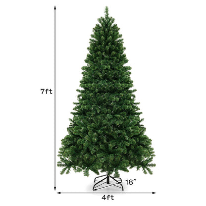 6/7/8 Feet Hinged Christmas Tree with PVC Branch Tips Warm White LED Lights-7 ft, Green Christmas Tree at Gallery Canada