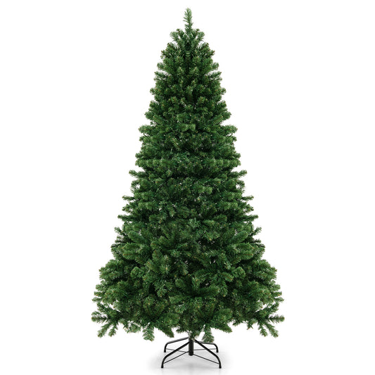 6/7/8 Feet Hinged Christmas Tree with PVC Branch Tips Warm White LED Lights-7 ft, Green Christmas Tree Green at Gallery Canada