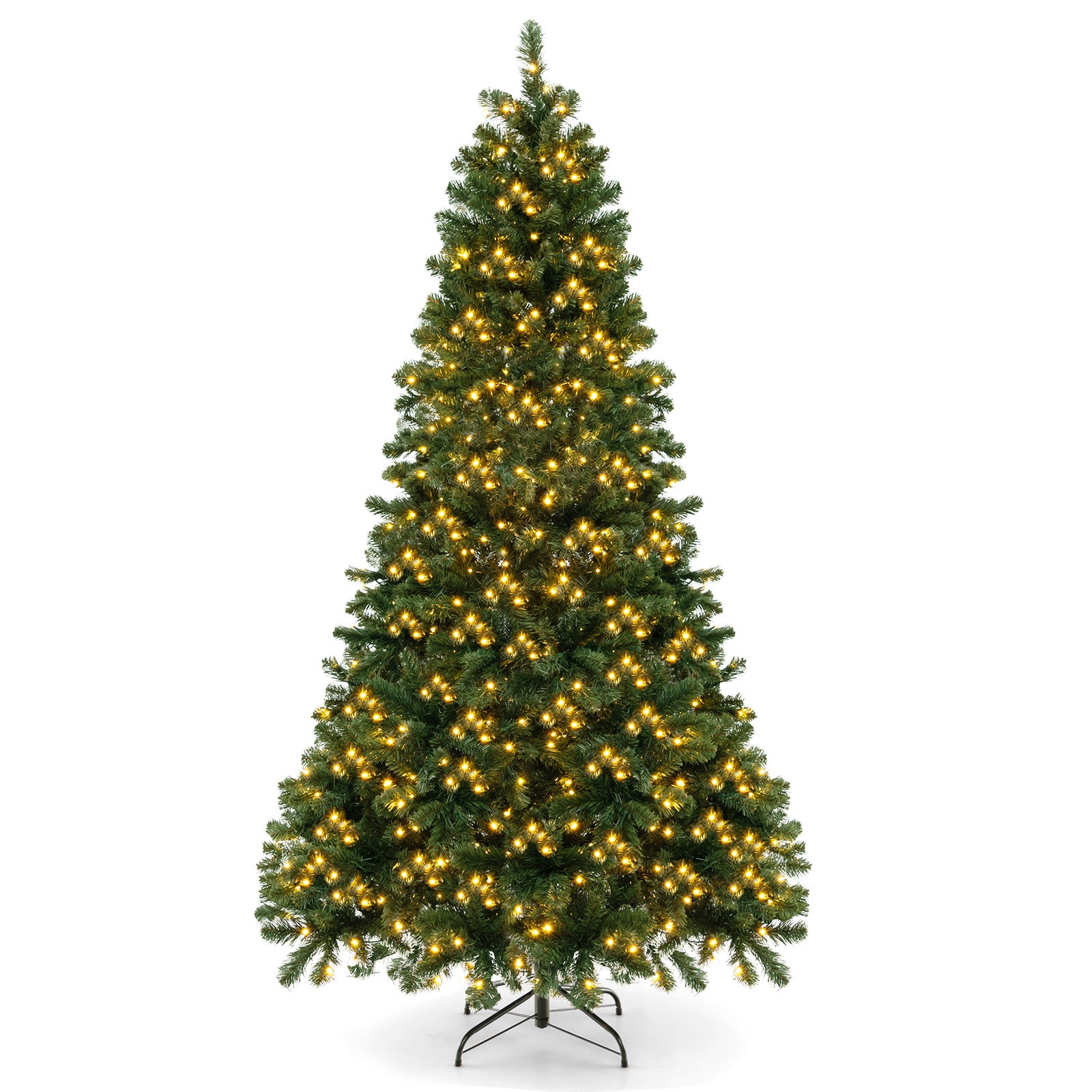 6/7/8 Feet Hinged Christmas Tree with PVC Branch Tips Warm White LED Lights-7 ft, Green Christmas Tree at Gallery Canada