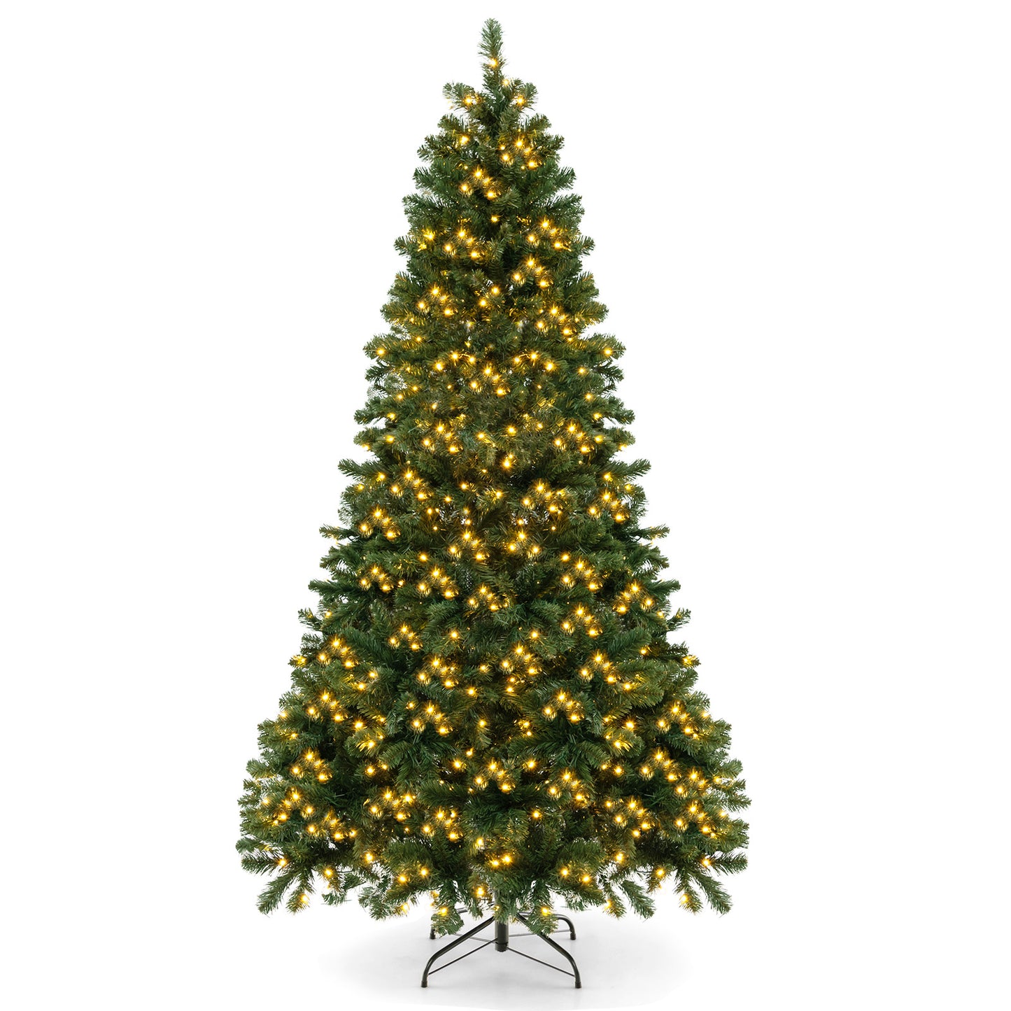 6/7/8 Feet Hinged Christmas Tree with PVC Branch Tips Warm White LED Lights-7 ft, Green Christmas Tree at Gallery Canada