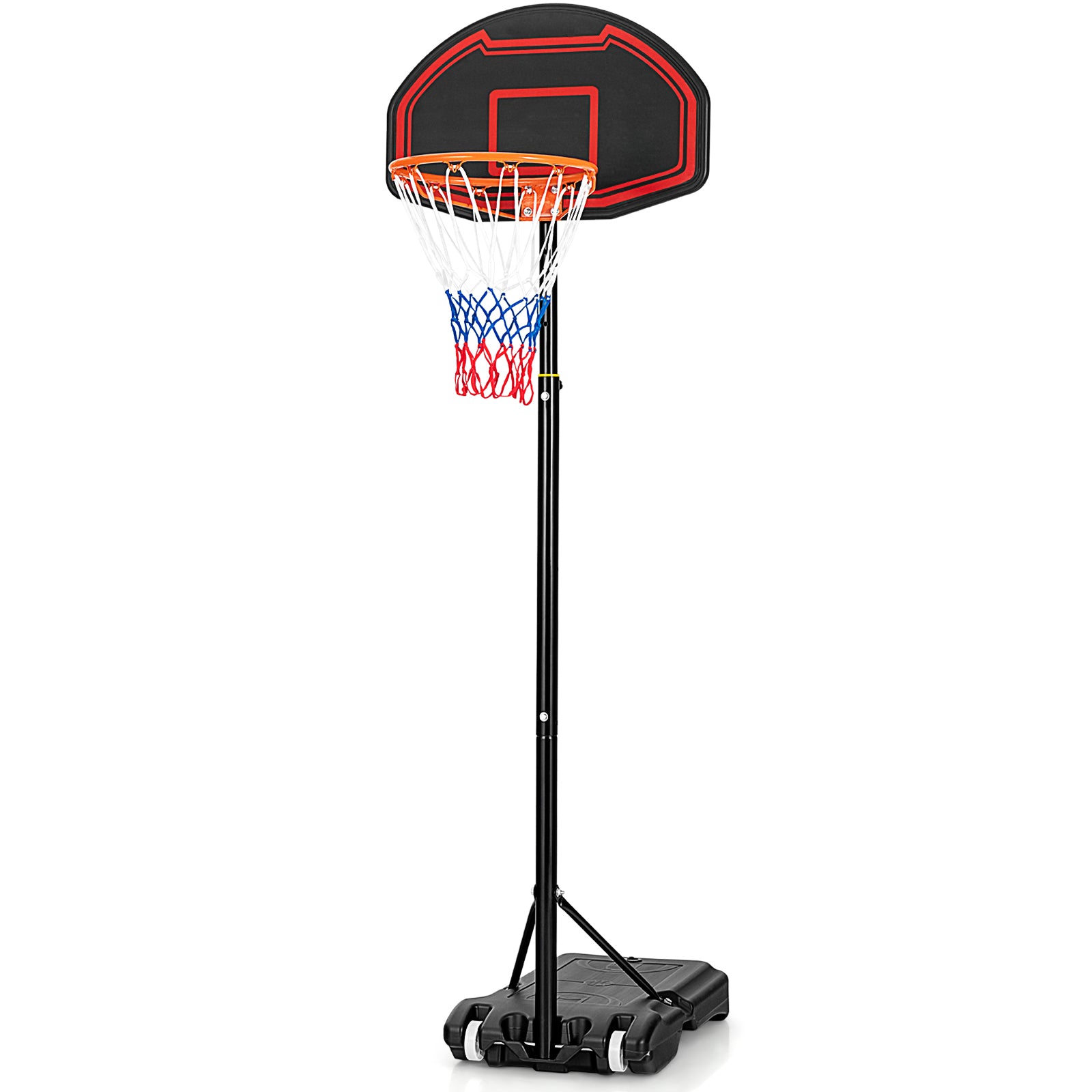 Adjustable Kids' Basketball Hoop Stand with Durable Net and Wheel, Black Sport Equipments at Gallery Canada