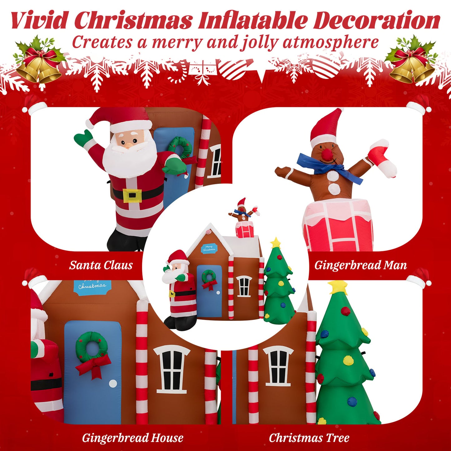 7 Feet Christmas Inflatable Ginger House, Multicolor - Gallery Canada