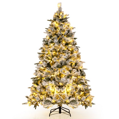 Flocked Christmas Tree with 250 Warm White LED Lights and 752 Mixed Branch Tips-6ft, Green Christmas Tree 6ft at Gallery Canada