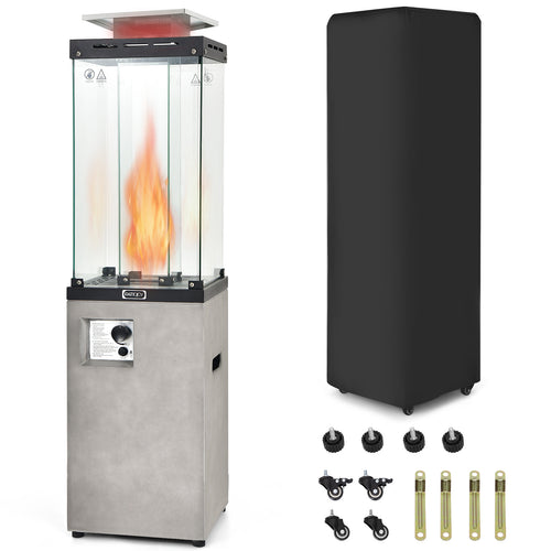 41,000 BTU Propane Patio Heater, Metal Hood, Gray