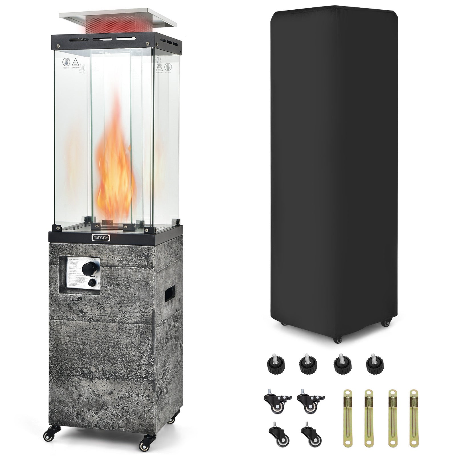41,000 BTU Propane Patio Heater, Lockable Wheels, Dark Gray Patio Heaters Dark Gray at Gallery Canada