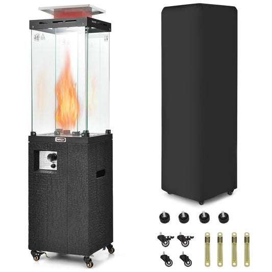 41,000 BTU Propane Patio Heater, Lockable Wheels, Black