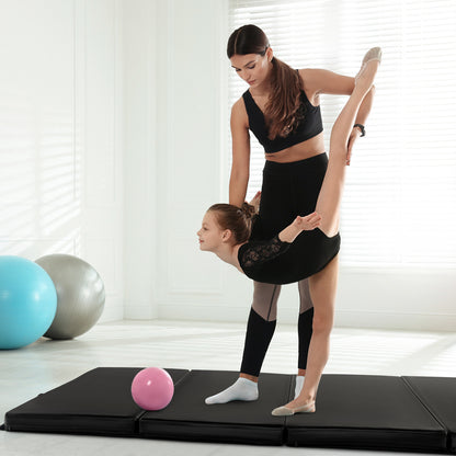 Folding Gymnastics Mat, With Carry Handles, Sweatproof PU Leather Cover, Black Yoga & Gym Mats at Gallery Canada