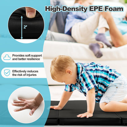 Folding Gymnastics Mat, With Carry Handles, Sweatproof PU Leather Cover, Black Yoga & Gym Mats at Gallery Canada