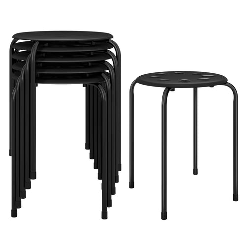 Set of 6 Portable Plastic Stack Stools , Black