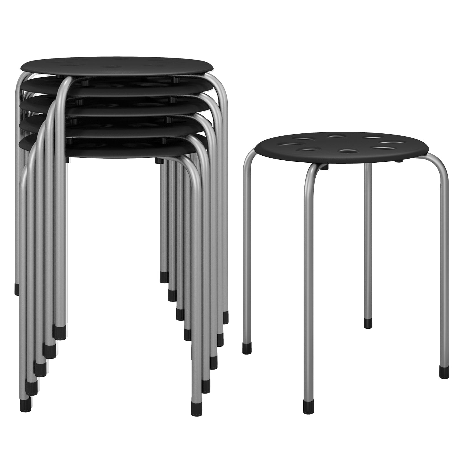 Set Of 6 Portable Plastic Stack Stools, Gray Dining Chairs at Gallery Canada