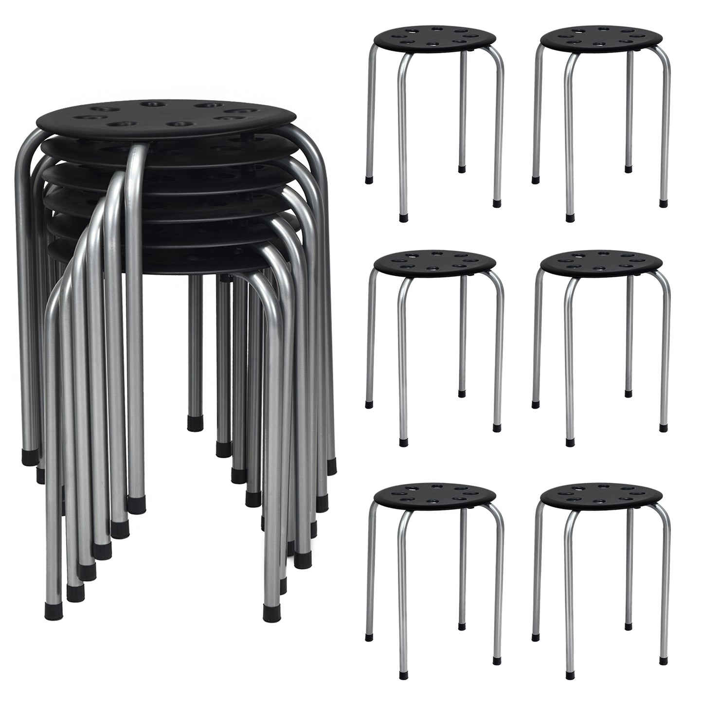 Set of 6 Portable Plastic Stack Stools , Gray Dining Chairs at Gallery Canada