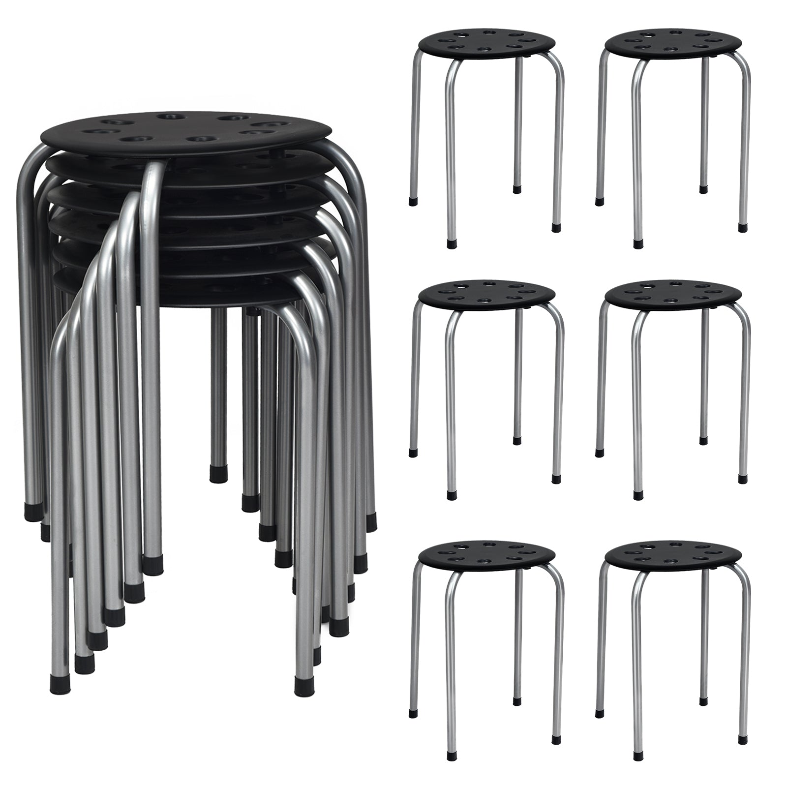 Set of 6 Portable Plastic Stack Stools , Gray Dining Chairs at Gallery Canada