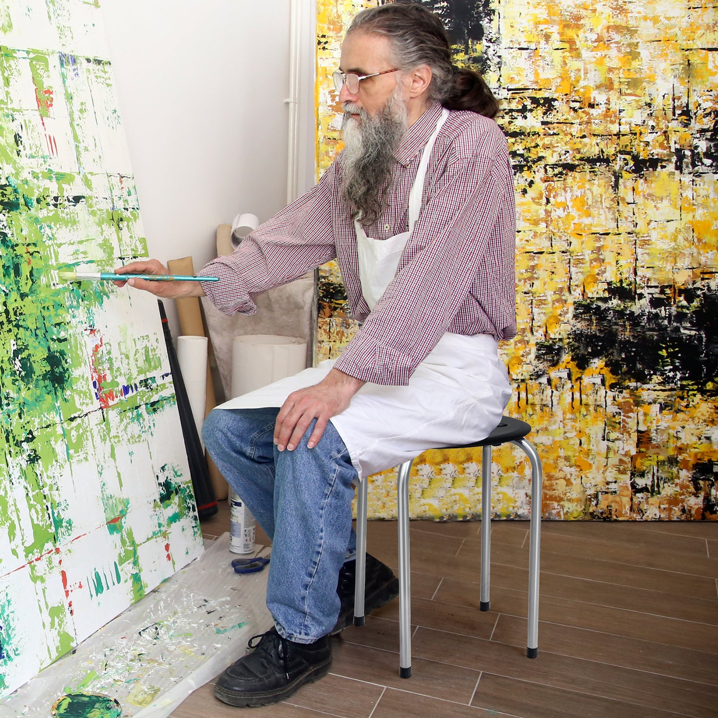 Set of 6 Portable Plastic Stack Stools , Gray Dining Chairs at Gallery Canada