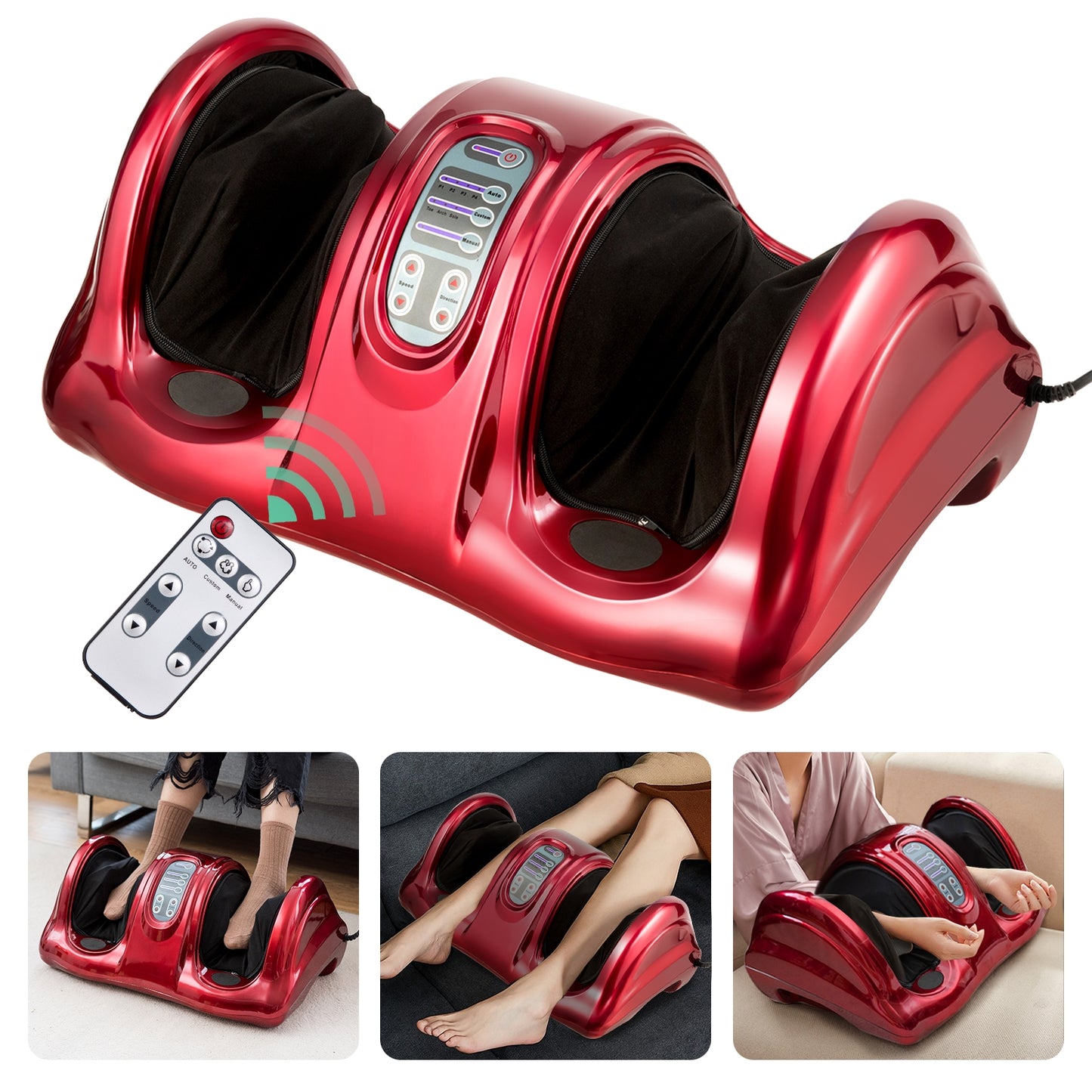 Therapeutic Shiatsu Foot Massager with High Intensity Rollers, Dark Red Foot Massager at Gallery Canada
