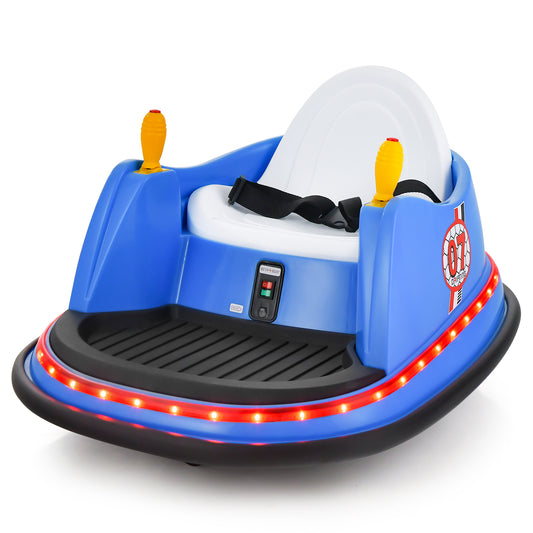 12V Kids Ride On Bumper Car, Flashing Lights, Blue