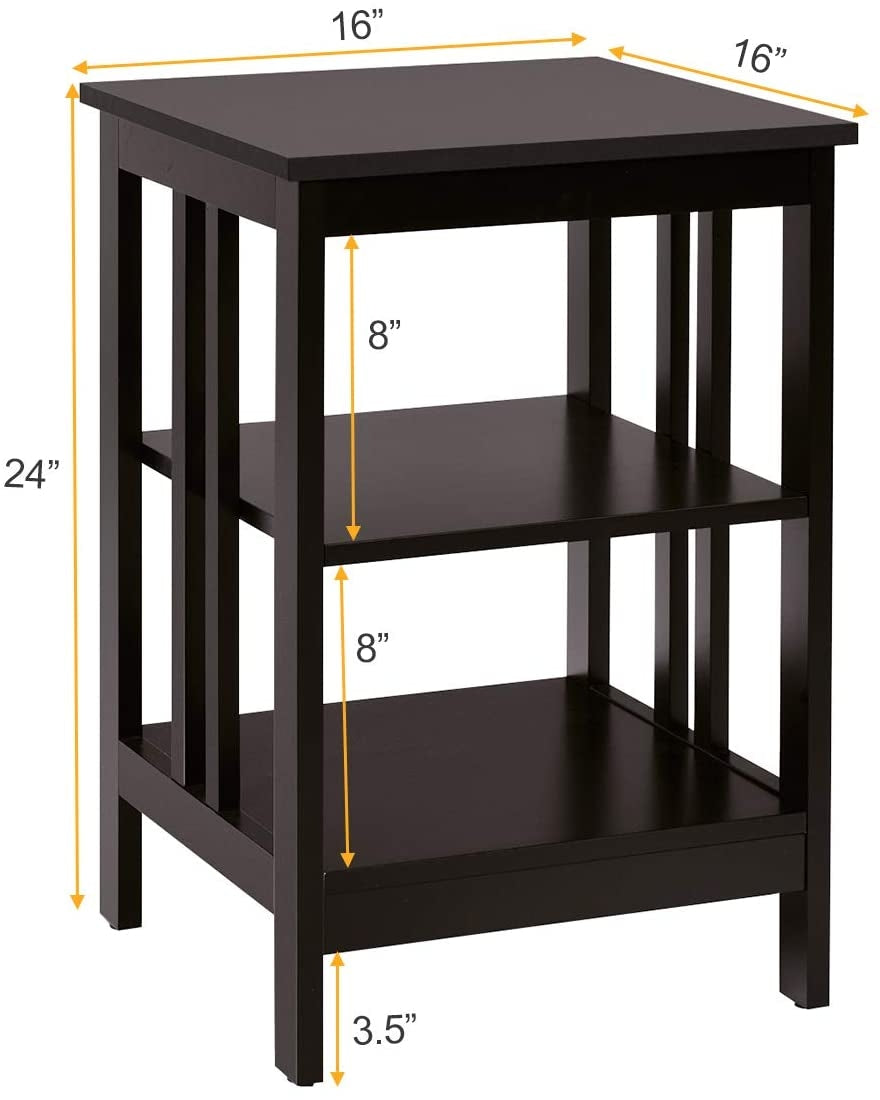 Set of 2 Multifunctional 3-Tier Nightstand Sofa Side Table, Dark Brown Nightstands at Gallery Canada