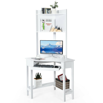 Corner Computer Desk with Hutch and Storage Shelves, White - Gallery Canada