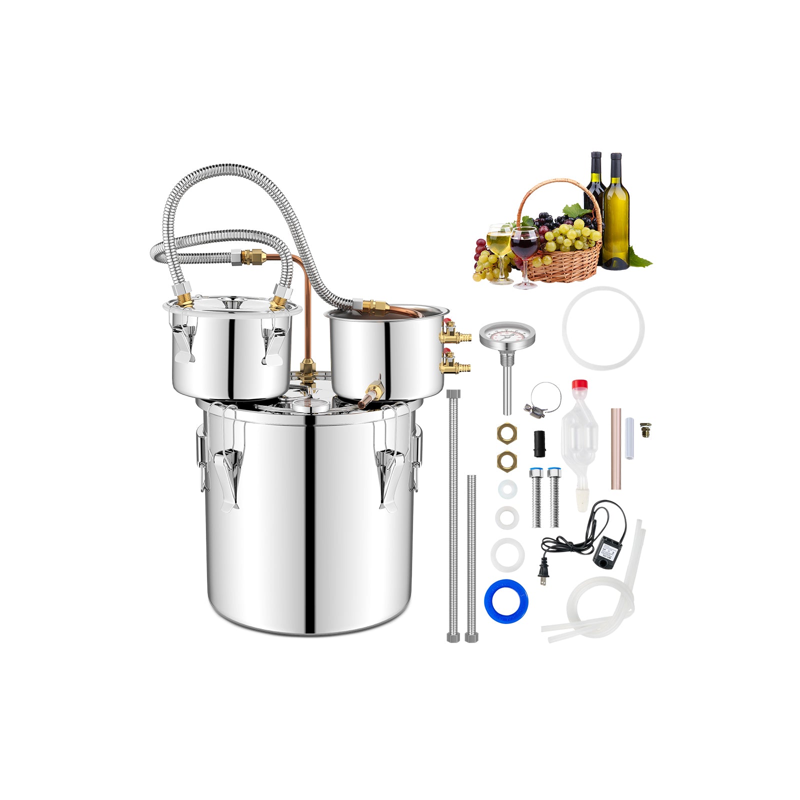 5 Gal, Water Alcohol Distiller, DIY Whisky, Silver Juicers & Coffee Machines Silver at Gallery Canada