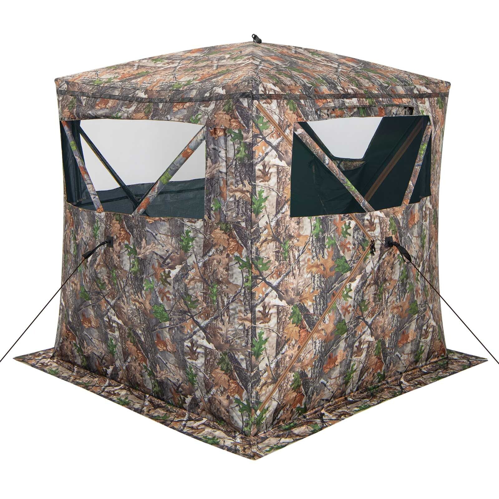 2-3 Person Hunting Blind Portable Pop Up Ground Tent with Carry Bag and Storage Pocket, Multicolor Tents at Gallery Canada