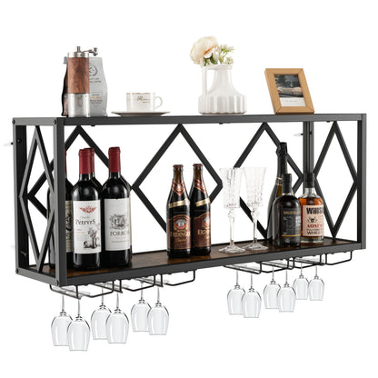 Wall Mounted Wine Rack for 39 Bottles and 12 Glasses, Black Wine Racks at Gallery Canada