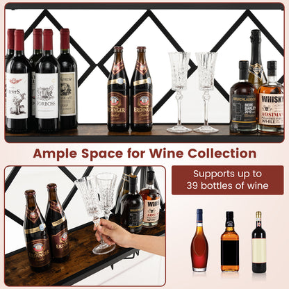Wall Mounted Wine Rack for 39 Bottles and 12 Glasses, Black Wine Racks at Gallery Canada