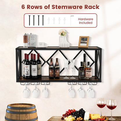 Wall Mounted Wine Rack for 39 Bottles and 12 Glasses, Black Wine Racks at Gallery Canada
