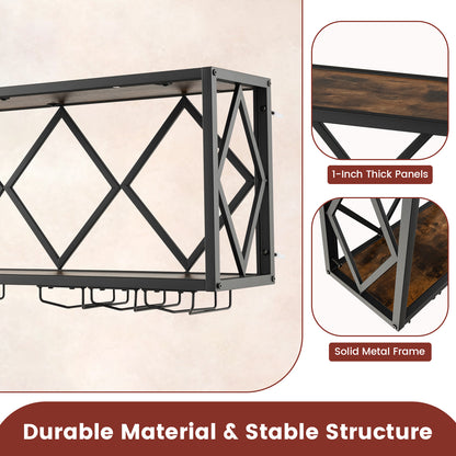 Wall Mounted Wine Rack for 39 Bottles and 12 Glasses, Black Wine Racks at Gallery Canada