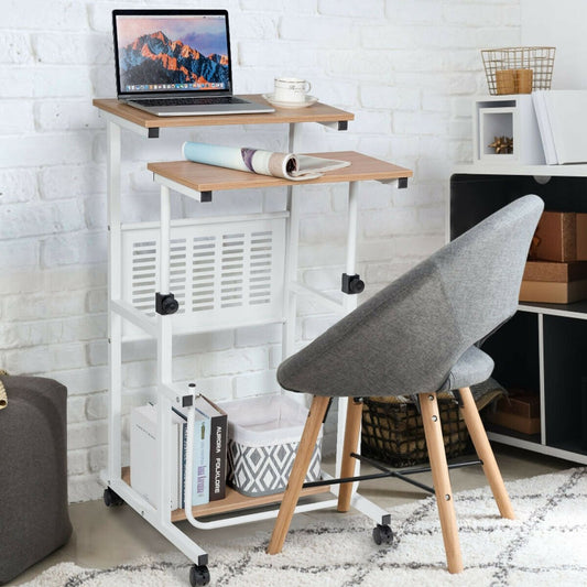 Height Adjustable Mobile Computer Stand-Up Desk with 2 Modes - Gallery Canada