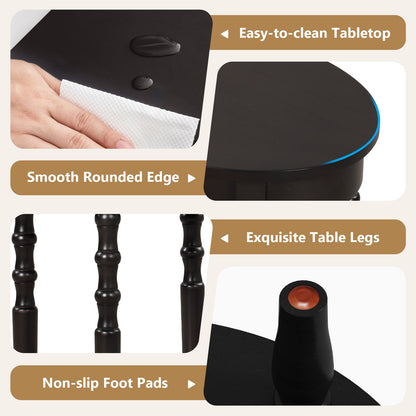 2-Tier Oval Side Table with Storage Shelf and Solid Wood Legs, Espresso End & Side Tables at Gallery Canada