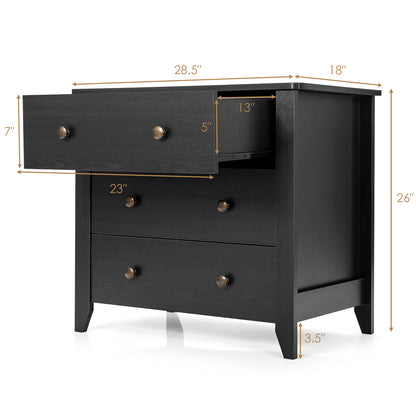 Commode à 3 tiroirs, Noir