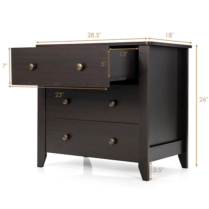 3 Drawer Dresser Chest of Drawers Bedside Table, Dark Brown Cabinets & Chests at Gallery Canada