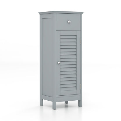 Wooden Bathroom Floor Storage Cabinet, With Drawer And Shutter Door, Gray Floor Cabinets at Gallery Canada