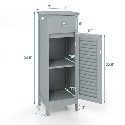 Woodern Bathroom Floor Storage Cabinet with Drawer and Shutter Door, Gray - Gallery Canada