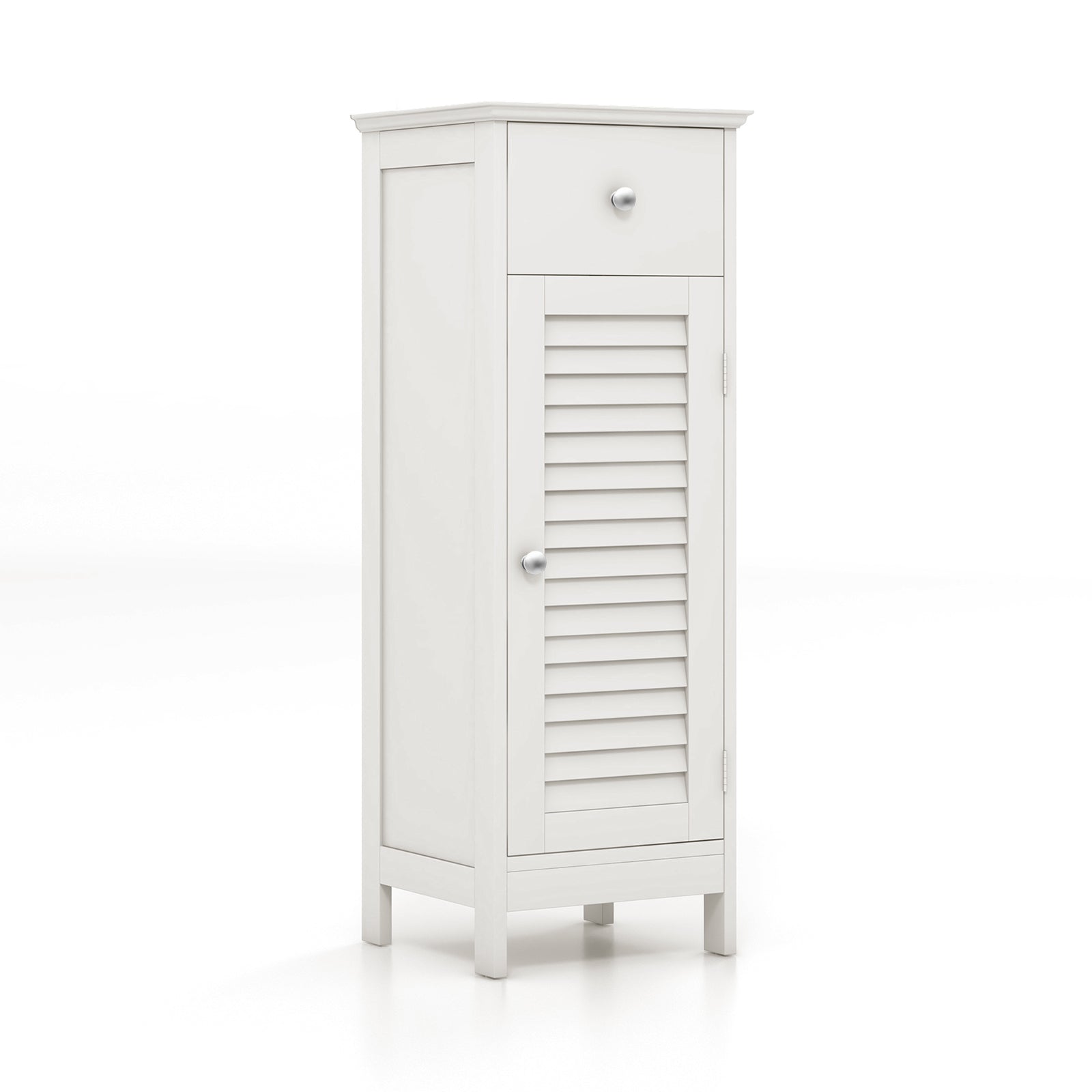 Wooden Bathroom Floor Storage Cabinet, Drawer And Shutter Door, White Floor Cabinets White at Gallery Canada