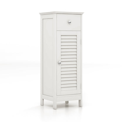 Wooden Bathroom Floor Storage Cabinet, Drawer And Shutter Door, White Floor Cabinets White at Gallery Canada