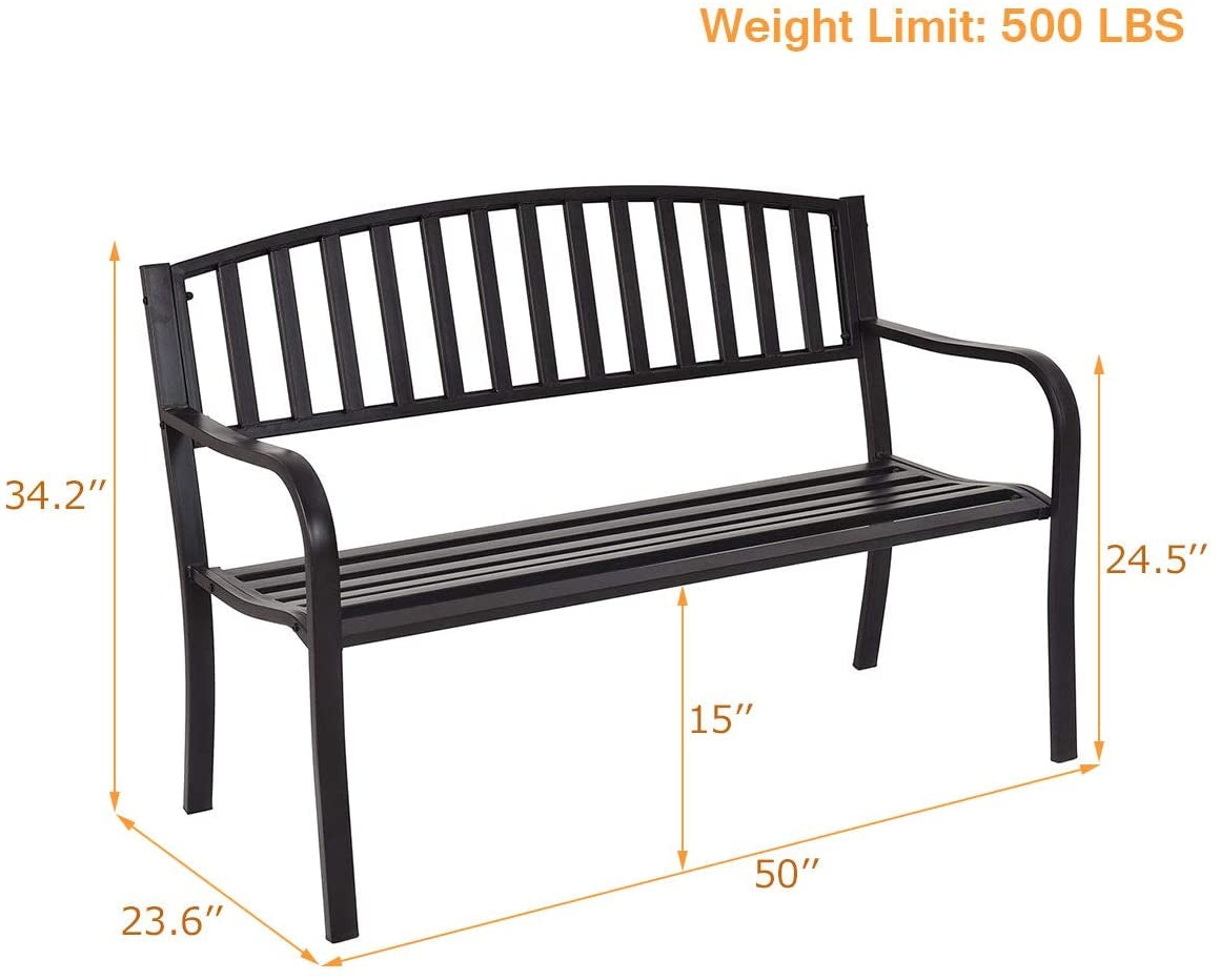 50 Inch Patio Garden Bench Loveseats for Outdoor, Black Outdoor Benches at Gallery Canada