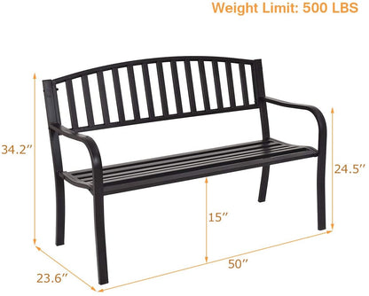 50 Inch Patio Garden Bench Loveseats for Outdoor, Black Outdoor Benches at Gallery Canada