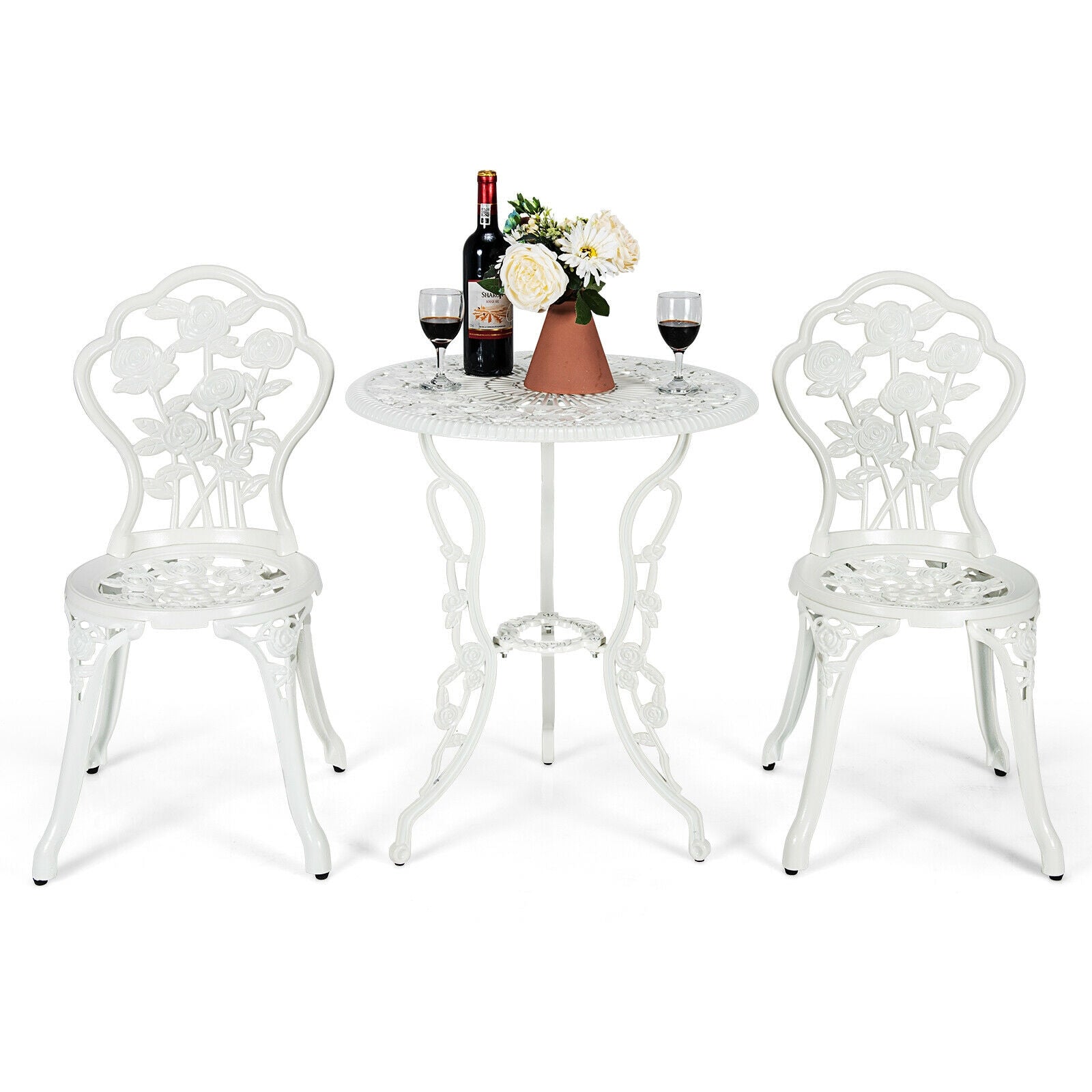 Cast Aluminum Patio Furniture Set, Rose Design, White Patio Conversation Sets at Gallery Canada