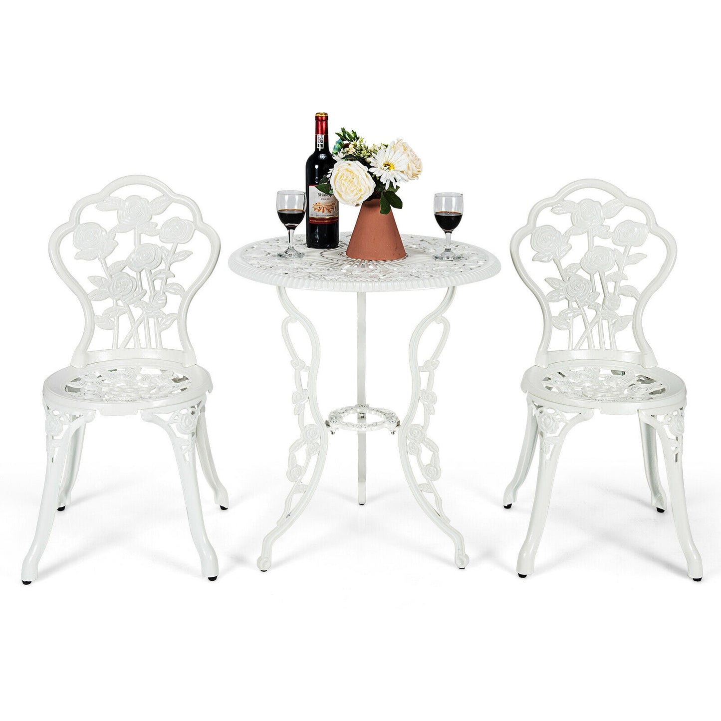Cast Aluminum Patio Furniture Set, Rose Design, White Patio Conversation Sets at Gallery Canada