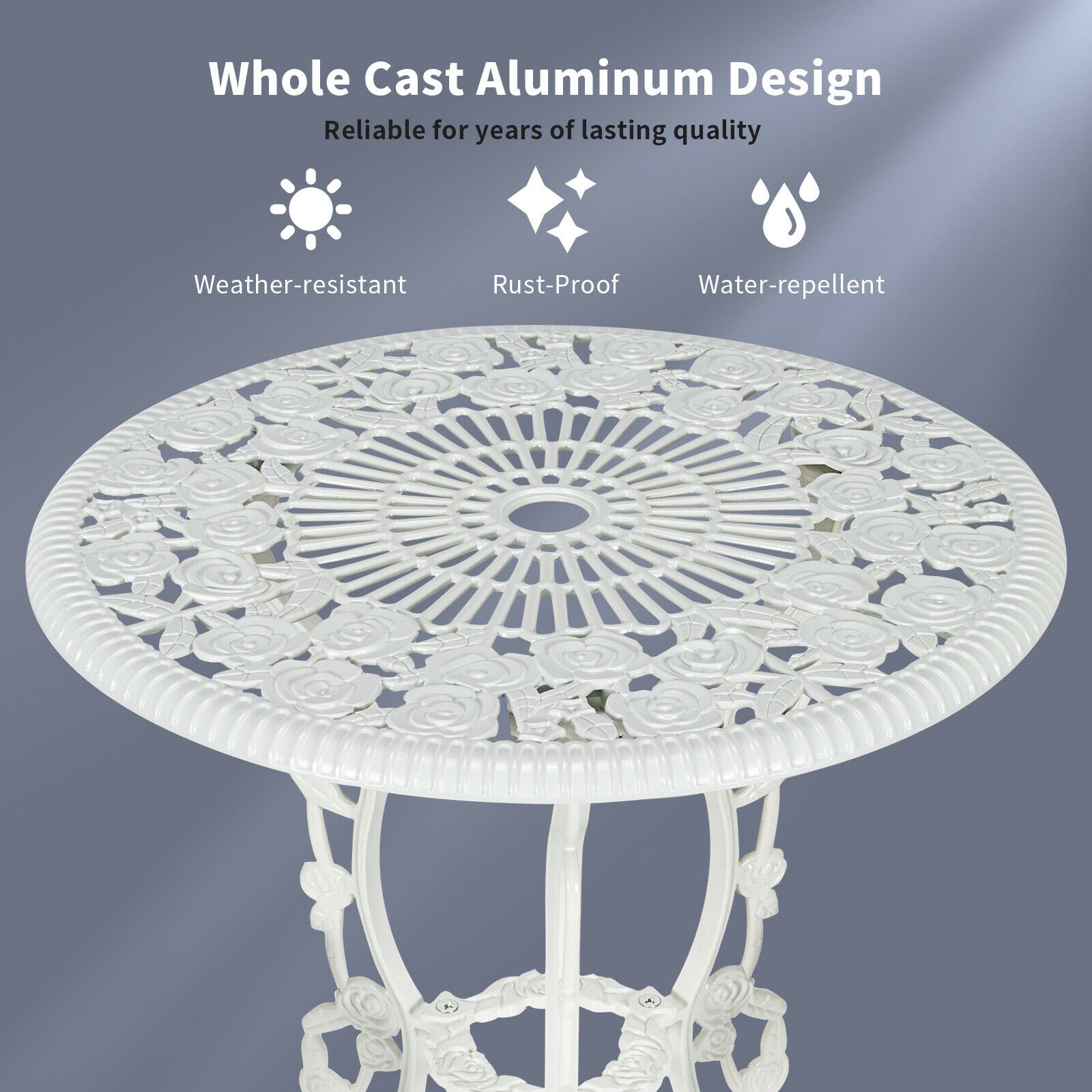 Cast Aluminum Patio Furniture Set, Rose Design, White Patio Conversation Sets at Gallery Canada